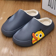 Load image into Gallery viewer, Thick Platform Winter Women Waterproof Non-Slip Home Rubber Slippers Warm Indoor Fur Cotton Women's Cozy Memory Foam Closed Back Slippers Wool-Like Blend Cotton House Shoes