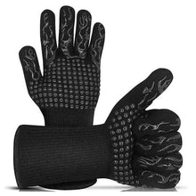 Load image into Gallery viewer, Thickened BBQ Gloves High Temperature Oven Gloves 500 800 Degrees Fire Resistant BBQ Heat Insulated Microwave Gloves Heat Insulation Gloves for BBQ Cooking Heat Resistant Grill Gloves Insulated Durable Fireproof For Cooking Grilling BBQ