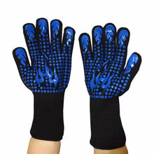 Load image into Gallery viewer, Thickened BBQ Gloves High Temperature Oven Gloves 500 800 Degrees Fire Resistant BBQ Heat Insulated Microwave Gloves Heat Insulation Gloves for BBQ Cooking Heat Resistant Grill Gloves Insulated Durable Fireproof For Cooking Grilling BBQ