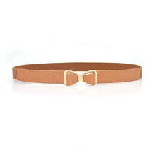 Load image into Gallery viewer, Thin Elastic Stretch Women Buckle Skinny Fashion Belts Metal Leaf Buckle Design Belts For Ladies