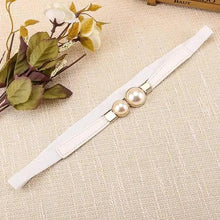 Load image into Gallery viewer, Thin Elastic Stretch Women Buckle Skinny Fashion Belts Metal Leaf Buckle Design Belts For Ladies