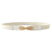 Load image into Gallery viewer, Thin Elastic Stretch Women Buckle Skinny Fashion Belts Metal Leaf Buckle Design Belts For Ladies