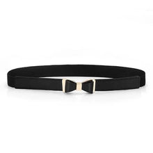 Load image into Gallery viewer, Thin Elastic Stretch Women Buckle Skinny Fashion Belts Metal Leaf Buckle Design Belts For Ladies
