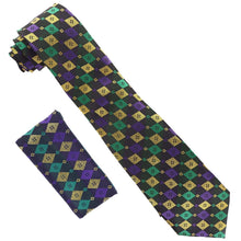 Load image into Gallery viewer, Vittorio Farina Mardi Gras Necktie & Handkerchief