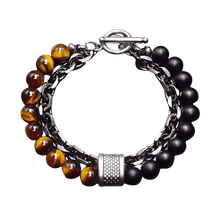 Load image into Gallery viewer, Tiger Eye Lava Stone Bracelet