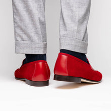 Load image into Gallery viewer, 16-672-RED Tippa Suede & Calfskin Penny Loafers Red