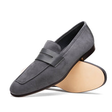 Load image into Gallery viewer, 16-672-GRY Tippa Suede & Calfskin Penny Loafers Grey