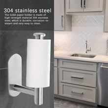 Load image into Gallery viewer, Toilet Paper Holder Bathroom Accessories Stainless Steel Bathroom Kitchen Wall Mounted Roll Paper Rack Tissue Towel Rack Holders Adhesive Toilet Paper Holder Stainless Steel Toilet Tissue Roll Holder Sticky Hand Towel Hanger No Drilling