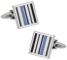 Load image into Gallery viewer, Tonal Blue Lined Cufflinks