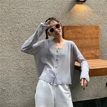 Load image into Gallery viewer, Cardigan For Women Long Sleeve Cardigan Summer Cropped Cardigan Knitted V neck Thin Ice Silk Sweaters Sunscreen Shirt Tops