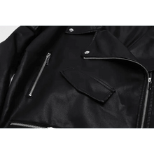 Load image into Gallery viewer, PU Faux Leather Jacket Women Loose Sashes Casual Biker Jackets Outwear Female Tops BF Style Black Leather Jacket Coat