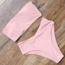 Load image into Gallery viewer, Top Swimsuit Push Up Bikini Set Women's Crop Top High Waist Swimsuit Sport High Cut Bikini Set Two Piece Bathing Suits High Waist Solid Bathing Suit Summer Swimwear Women Beachwear