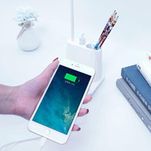 Load image into Gallery viewer, Touch Dimmable LED Desk Lamp 10W Wireless Charging/USB Charging Table Light for Children Kids Reading Study Bedside Bedroom Decorative Table Lamp Cute Study Lamps for Bedroom Décor