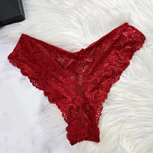 Load image into Gallery viewer, Seductive Lace Nightdress & Panty Set - Transparent Red Sleepwear for Confident Women