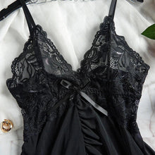 Load image into Gallery viewer, Seductive Lace Nightdress & Panty Set - Transparent Red Sleepwear for Confident Women
