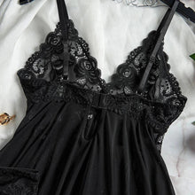 Load image into Gallery viewer, Seductive Lace Nightdress & Panty Set - Transparent Red Sleepwear for Confident Women