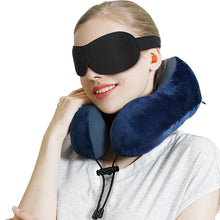 Load image into Gallery viewer, Travel Pillow U Shaped Memory Foam Neck Pillows Neck Cervical Airplane Pillow Healthcare Bedding Free Eye Mask and Earplugs Neck Support Pillow Headrest Travel Folding Slow Rebound Journey Trip Cushion Memory Foam Travel Pillow Neck Pillow