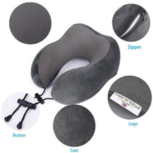 Load image into Gallery viewer, Travel Pillow U Shaped Memory Foam Neck Pillows Neck Cervical Airplane Pillow Healthcare Bedding Free Eye Mask and Earplugs Neck Support Pillow Headrest Travel Folding Slow Rebound Journey Trip Cushion Memory Foam Travel Pillow Neck Pillow