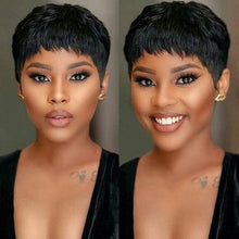 Load image into Gallery viewer, Trending Natural Color Short Bob Straight Human Wigs With Bangs Brazilian Virgin Hair Pixie Cut Wig Human Hair Wig For Black Women Gifts for Girlfriends
