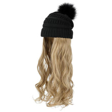 Load image into Gallery viewer, Trendy Hat Wig Synthetic Long Wavy Wigs with Beret Hat Knitted Fashion black Autumn Winter Cap Hair Extensions Wigs For Black Women Cosplay Wigs For Women