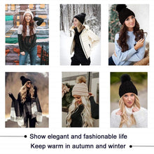 Load image into Gallery viewer, Trendy Hat Wig Synthetic Long Wavy Wigs with Beret Hat Knitted Fashion black Autumn Winter Cap Hair Extensions Wigs For Black Women Cosplay Wigs For Women