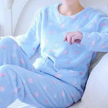 Load image into Gallery viewer, Trendy Pajama Women Thick Flannel Warm Female Winter Pajama Set Long Sleeve Full Trousers Two Piece Pajamas Cartoon Pajamas Women Pajamas Set Sleepwear Autumn Plus Size Top Long Pant Sleepwear Girls Pajamas