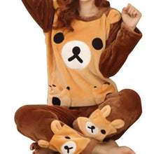 Load image into Gallery viewer, Trendy Pajama Women Thick Flannel Warm Female Winter Pajama Set Long Sleeve Full Trousers Two Piece Pajamas Cartoon Pajamas Women Pajamas Set Sleepwear Autumn Plus Size Top Long Pant Sleepwear Girls Pajamas