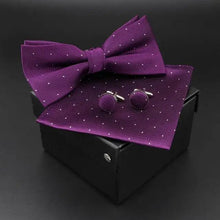 Load image into Gallery viewer, Trendy Tiny Dots Print Bowtie With Pocket Square And Cufflinks Set For Men Retro Butterfly Party Wedding Bowties Without Box Stylish Ties Gift
