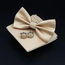 Load image into Gallery viewer, Trendy Tiny Dots Print Bowtie With Pocket Square And Cufflinks Set For Men Retro Butterfly Party Wedding Bowties Without Box Stylish Ties Gift