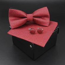 Load image into Gallery viewer, Trendy Tiny Dots Print Bowtie With Pocket Square And Cufflinks Set For Men Retro Butterfly Party Wedding Bowties Without Box Stylish Ties Gift