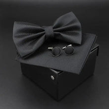 Load image into Gallery viewer, Trendy Tiny Dots Print Bowtie With Pocket Square And Cufflinks Set For Men Retro Butterfly Party Wedding Bowties Without Box Stylish Ties Gift