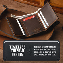 Load image into Gallery viewer, Trifold Leather Wallet