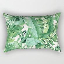 Load image into Gallery viewer, Tropical Plants Flowers Beauty Pattern Pillow Covers Short Plush Tropical Palm Leaves Throw Pillow Cover Summer Exotic Jungle Plant Tropical Palm On The Geometric Cotton LinGEOen Decorative Rectangular Pillowcase Rectangle Small Pillow Cases