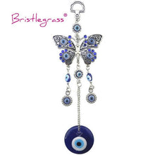 Load image into Gallery viewer, Turkish Blue Evil Eye Rhinestone Butterfly Amulet with Blue Rhinestone Car Charm Rear View Mirror Wall Hanging Protection Lucky Charms Wall Hanging Pendant Protection Home Decor Blessing Gift
