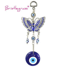 Load image into Gallery viewer, Turkish Blue Evil Eye Rhinestone Butterfly Amulet with Blue Rhinestone Car Charm Rear View Mirror Wall Hanging Protection Lucky Charms Wall Hanging Pendant Protection Home Decor Blessing Gift