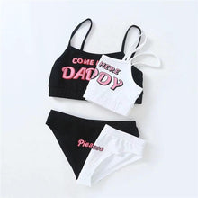 Load image into Gallery viewer, Two Piece Set Fashion COME HERE DADDY Letter Print Tank Top Sleeveless Summer Cropped Bikini Women's 2Pcs Come Here Yes Daddy Please Printed Bikini Swimsuit Bathing Suit Padded Bra Top Panty Set Swimwear