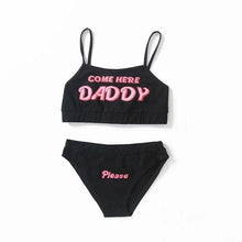 Load image into Gallery viewer, Two Piece Set Fashion COME HERE DADDY Letter Print Tank Top Sleeveless Summer Cropped Bikini Women's 2Pcs Come Here Yes Daddy Please Printed Bikini Swimsuit Bathing Suit Padded Bra Top Panty Set Swimwear