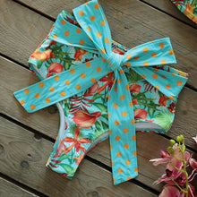 Load image into Gallery viewer, Two-Pieces Women Floral Push-Up Padded Bra Ruffles Bikini Set Swimsuit Swimwear Bathing Suit Beachwear Floral Printed Swimsuit Knotted String Triangle Bikini Tie Side High Cut Cheeky Bikini Set