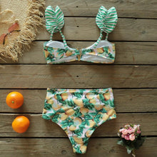 Load image into Gallery viewer, Two-Pieces Women Floral Push-Up Padded Bra Ruffles Bikini Set Swimsuit Swimwear Bathing Suit Beachwear Floral Printed Swimsuit Knotted String Triangle Bikini Tie Side High Cut Cheeky Bikini Set