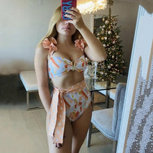 Load image into Gallery viewer, Two-Pieces Women Push-Up Padded Bra Ruffles Bandage Bikini Set Swimsuit Women's Bathing Suits Ruffles Flounce Bikini Sets Low Rise Two Piece Swimsuit Swimwear Bathing Suit Beachwear