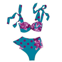 Load image into Gallery viewer, Two-Pieces Women Push-Up Padded Bra Ruffles Bandage Bikini Set Swimsuit Women's Bathing Suits Ruffles Flounce Bikini Sets Low Rise Two Piece Swimsuit Swimwear Bathing Suit Beachwear