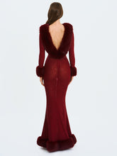Load image into Gallery viewer, Mellie Burgundy Regular-Length Rhinestone Mesh Low Back Mermaid Gown