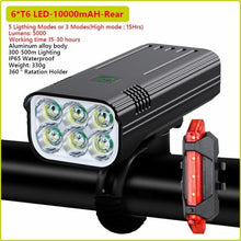 Load image into Gallery viewer, Ultra Bright Bicycle Light USB Rechargeable LED Bike Headlight Waterproof Bike Flashlight USB Rechargeable Bike Lights Front And Back 8 LED Bicycle Lights Front 5 Light Modes 15-30 Hours Working Time