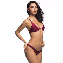 Load image into Gallery viewer, Underwired Bikini Female Swimsuit Women Swimwear Two-Piece V Shape Wire Bikini Set Bather Bathing Suit Women Micro Bikini Set Shiny Metallic 2 Piece Swimsuit Push Up Underwire Swimwear Bathing Suit