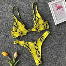 Load image into Gallery viewer, Underwired Bikini Female Swimsuit Women Swimwear Two-Piece V Shape Wire Bikini Set Bather Bathing Suit Women Micro Bikini Set Shiny Metallic 2 Piece Swimsuit Push Up Underwire Swimwear Bathing Suit