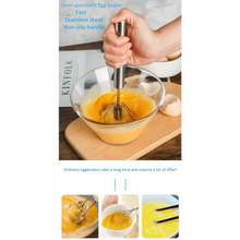 Load image into Gallery viewer, Unique Design Semi-automatic Egg Beater 304 Stainless Steel Egg Whisk Manual Hand Mixer Self Turning Egg Stirrer Kitchen Accessories Egg Tools