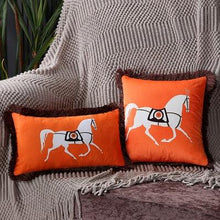 Load image into Gallery viewer, Unique Designed European American Luxury Printed Polyester Cushion Cover Horse printed Lumbar Cover Tassel Edge Modern Throw Pillow Covers Square Decorative Set Cushion Covers For Home Bed Couch Sofa Bench