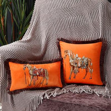 Load image into Gallery viewer, Unique Designed European American Luxury Printed Polyester Cushion Cover Horse printed Lumbar Cover Tassel Edge Modern Throw Pillow Covers Square Decorative Set Cushion Covers For Home Bed Couch Sofa Bench