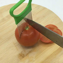 Load image into Gallery viewer, Unique Style 1PC Stainless Steel Onion Needle Onion Holder Handheld Simple Slicer Fruit Vegetable Cutter Potato Kitchen Tool Bar Accessories
