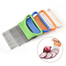 Load image into Gallery viewer, Unique Style 1PC Stainless Steel Onion Needle Onion Holder Handheld Simple Slicer Fruit Vegetable Cutter Potato Kitchen Tool Bar Accessories